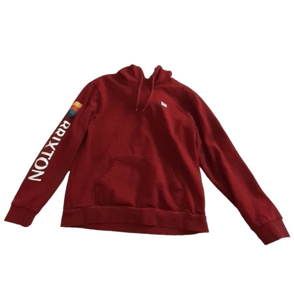 Brixton Spellout Sleeve Hoodie Kangaroo Pouch Red S Oceanside California Brand